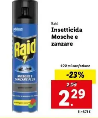 Lidl Raid Insetticida Mosche e zanzare 400 ml offerta