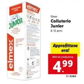 Lidl Elmex Collutorio Junior 6-12 anni 400 ml offerta