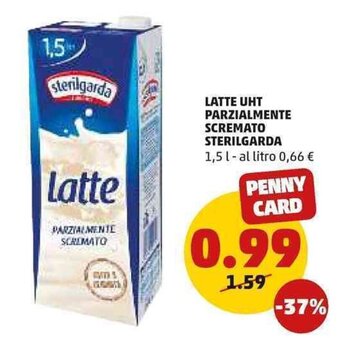 PENNY Sterilgarda Latte UHT Parzialmente Scremato 1,5 l offerta