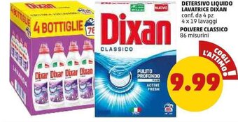 PENNY Dixan Detersivo Liquido Lavatrice 4 pz 4 x 19 lavaggi / Polvere Classico 86 misurini offerta