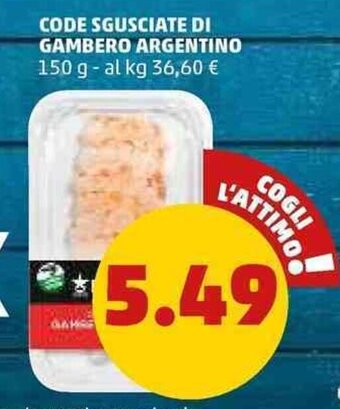 PENNY Code Sgusciate di Gambero Argentino 150 g offerta