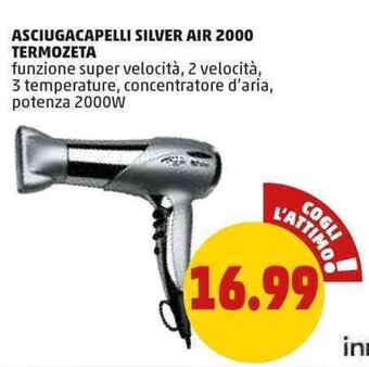 PENNY Asciugacapelli Silver Air 2000 Termozeta offerta