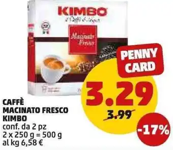 PENNY Kimbo Caffè Macinato Fresco 2 pz 250 g offerta