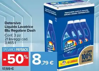 Carrefour Market Dash Detersivo Liquido Lavatrice Blu Regolare 3 pz 3,465 L offerta