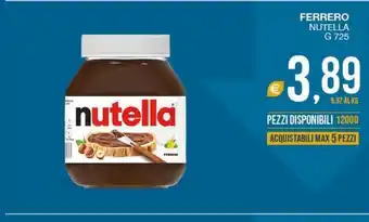 SeBón Supermercati Ferrero nutella g 725 offerta