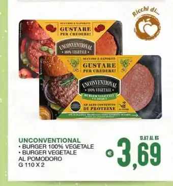 Unconventional burger 100 % vetale * burger vegetale al pomodor g 110 x 2