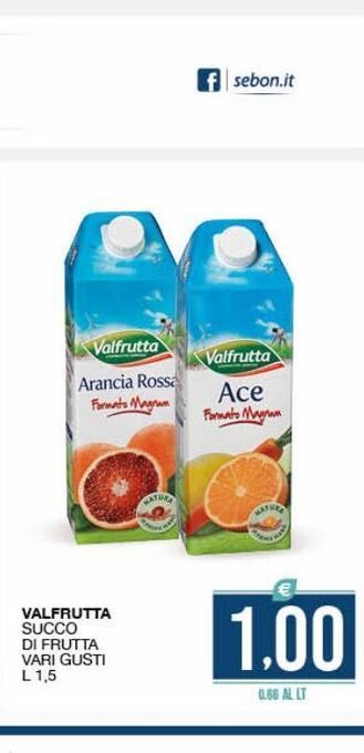 SeBón Supermercati Valfrutta succo di frutta vari gusti l 1.5 offerta