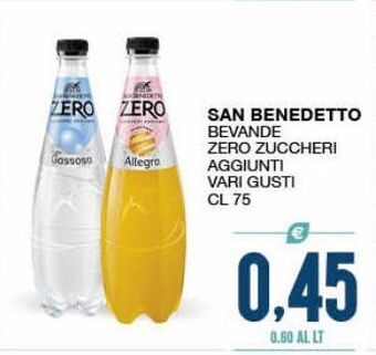 SeBón Supermercati San benedetto bevande zero zuccheri aggiunti vari gusti cl 75 offerta