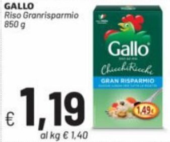 Quick Sisa Gallo Riso Granrisparmio 850 g offerta
