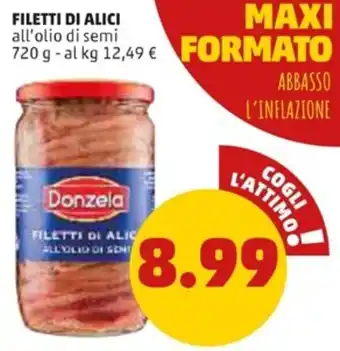 PENNY Donzela Filetti di Alici all'olio di semi 720 g offerta