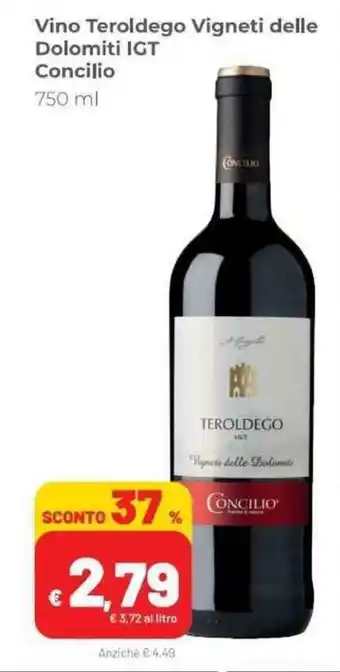 Coop Concilio Dolomiti IGT Vino Teroldego Vigneti delle 750ml offerta
