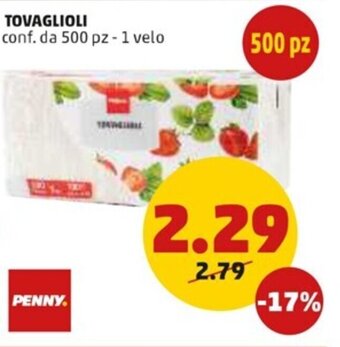 PENNY Penny Tovaglioli 500 pz 1 velo offerta