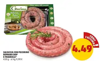 PENNY Salsiccia Con Pecorino Romano DOP e Friarielli 450 g offerta