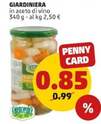 PENNY Ortomio Giardiniera in aceto di vino 340 g offerta