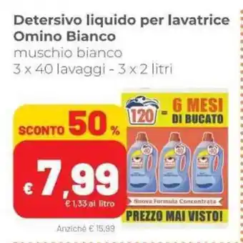 Coop Omino Bianco Detersivo liquido per lavatrice 3x40 lavaggi  3x2 litri offerta