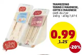 PENNY Tramezzino Tonno e Maionese, Cotto e Maionese 2pz 140g offerta