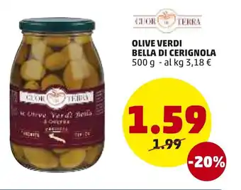 PENNY Cuor Terra Olive Verdi Bella di Cerignola 500g offerta