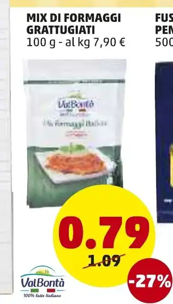 PENNY Val Bontà Grattugiati Mix di Formaggi 100g offerta
