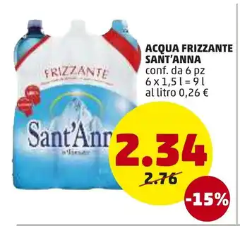 PENNY Sant'Anna Acqua Frizzante 6pz x 1,5L offerta