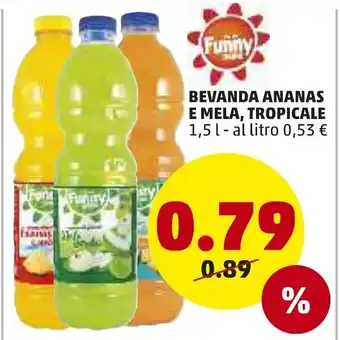 PENNY Funny Bevanda Ananas e Mela, Tropicale 1,5L offerta