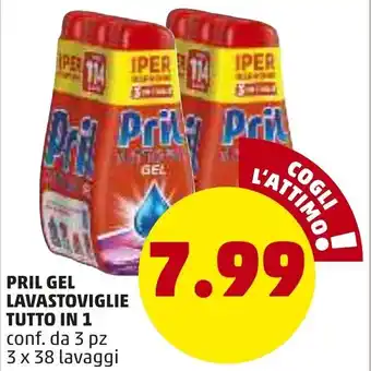 PENNY Pril Gel Lavastoviglie Tutto in 1 3pz x 38 lavaggi offerta