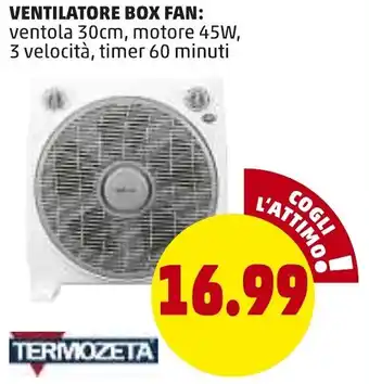 PENNY Termozeta Ventilatore Box Fan offerta