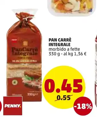 PENNY Penny Pan Carrè Integrale 330g offerta