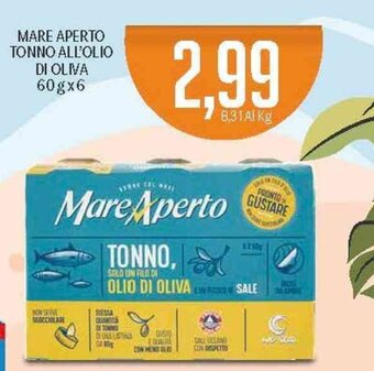 Supermercati Piccolo Mare Aperto Tonno all'olio di oliva 60 g x 6 offerta