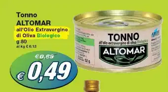 Prix Quality Altomar Tonno all'Olio Extravergine di Oliva Biologico 80 g offerta