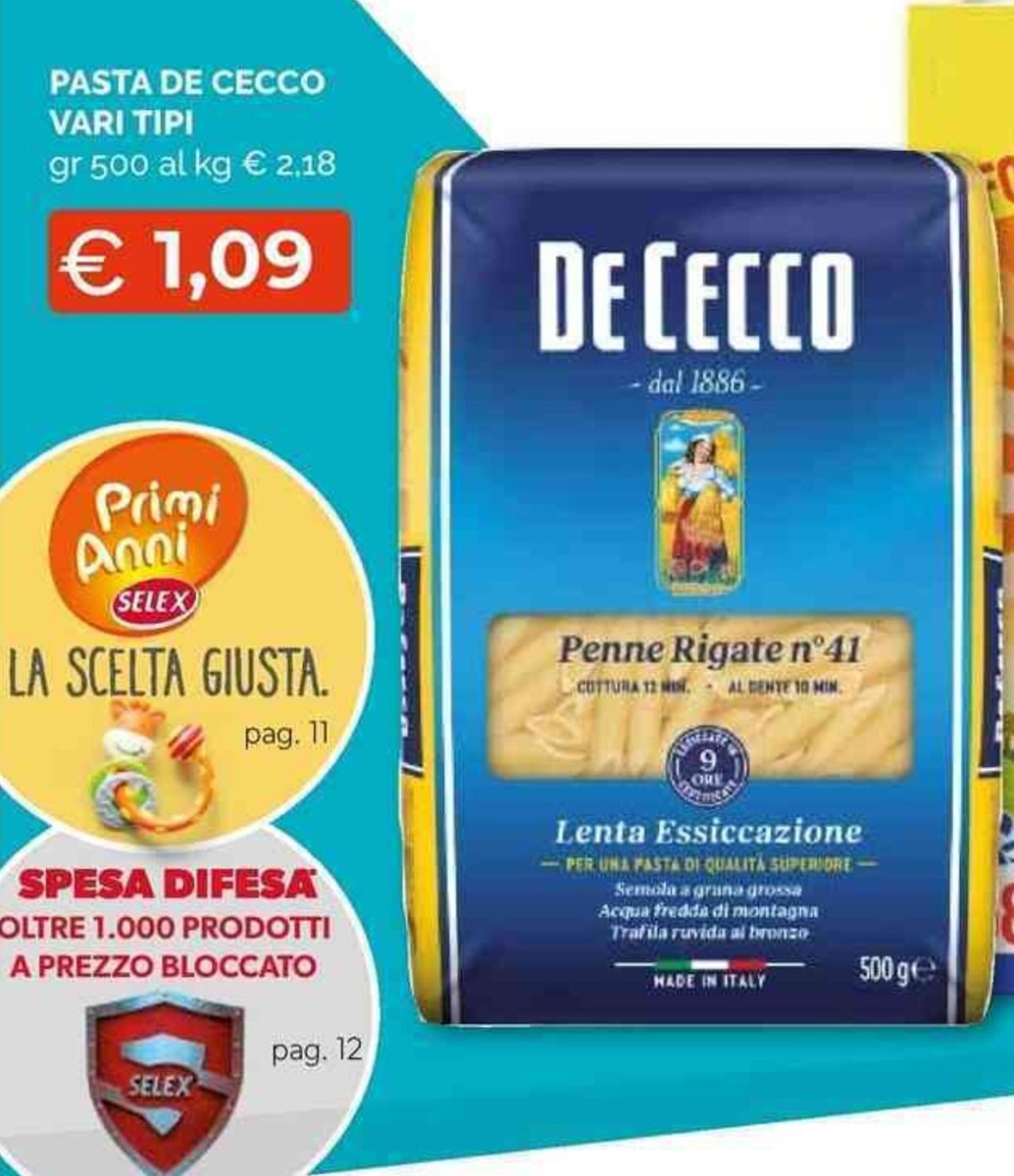 De Cecco Pasta de Cecco vari tipi 500 gr offerta di Mercatò Local