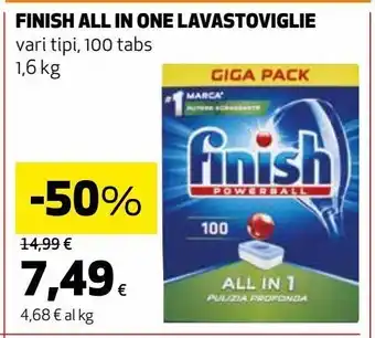 Ipercoop Finish all in one lavastoviglie offerta