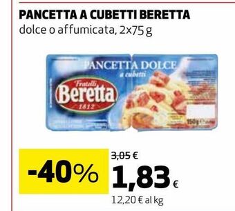 Ipercoop Pancetta a cubetti beretta offerta