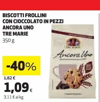 Coop Biscotti frollini con cioccoalto in pezzi ancora uno tre marie 350g offerta