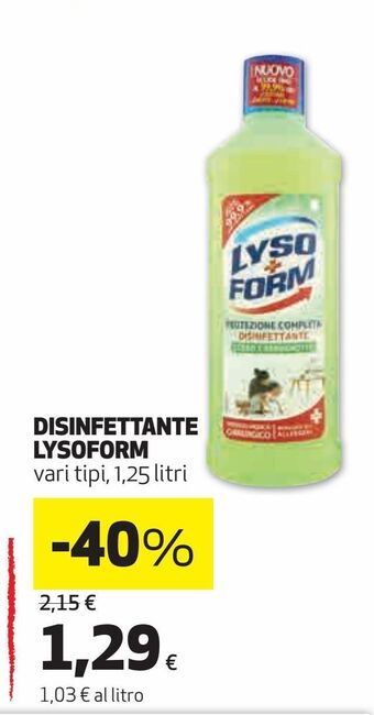 Coop Disinfettante lysoform vari tipi 1.25 l offerta