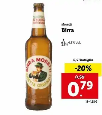 Lidl Birra moretti 0,5l offerta