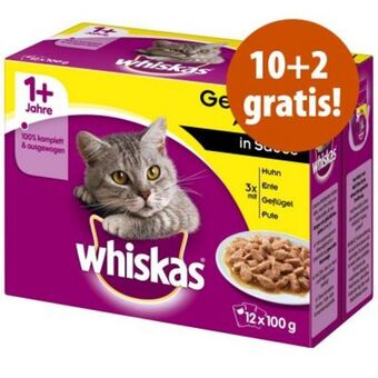 10 + 2 gratis! 12 x 100 g whiskas buste