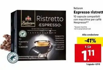 Lidl Espresso ristretto bellarom 10 capsule compatibili con macchine per caffè offerta