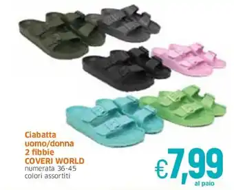 Famila Coveri World Ciabatta uomo/donna 2 fibbie numerata 36-45 offerta