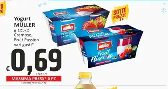 Yogurt muller g 125x2 cremoso, fruit passion vari gusti*