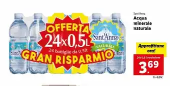 Lidl Acqua minerale naturale sant'anna 24x0,5l offerta