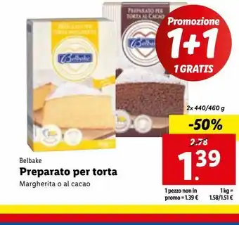 Lidl Preparato per torta belbake 2x440/160g offerta