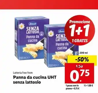 Lidl Panna da cucina uht senza lattosio 2x200ml offerta