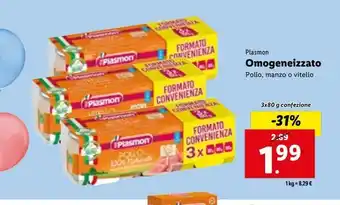 Lidl Omogeneizzati plasmon 3x80g offerta