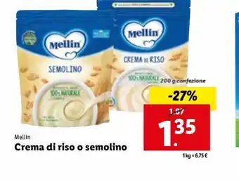 Lidl Crema di riso o semolino mellin 200g offerta