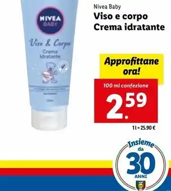 Lidl Crema viso e cormo 100ml idratante nivea offerta