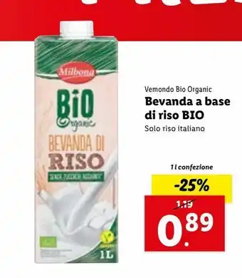 Lidl Bevanda a base di ris bio 1l offerta