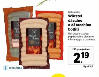 Lidl Wurstel di suino o di tacchino 250g offerta
