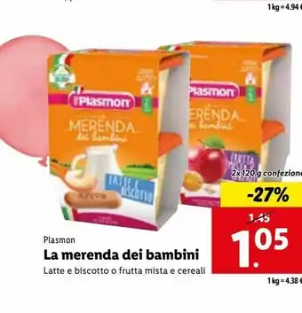 Lidl L merenda dei bambini 2x150g plasmon offerta