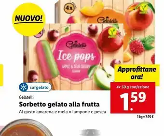 Lidl Sorbetto gelato alla frutta 4x50g offerta