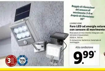 Lidl Faro led ad energia solare con sensore di movimento offerta